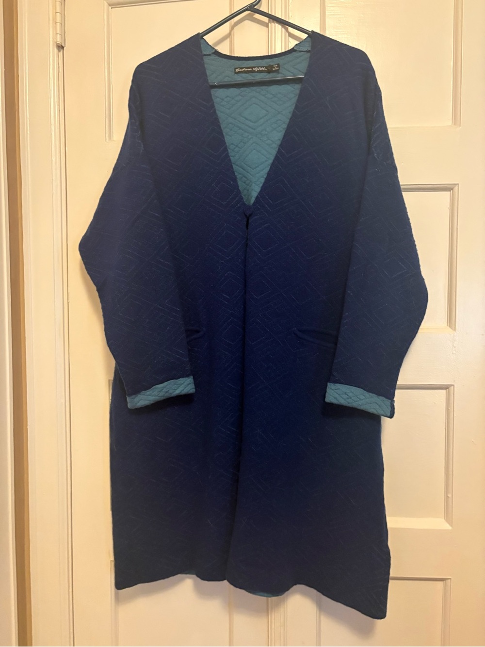 Gudrun Sjoden Blue Jacquard Open Coat